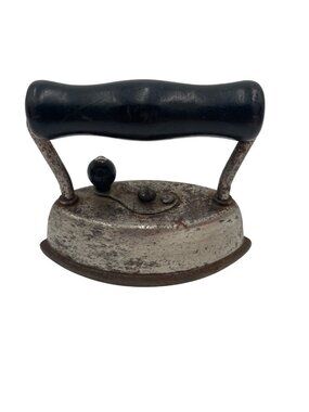 Antique Miniature Doll Dolly Dover Sad Iron Wooden Handle Detachable Base